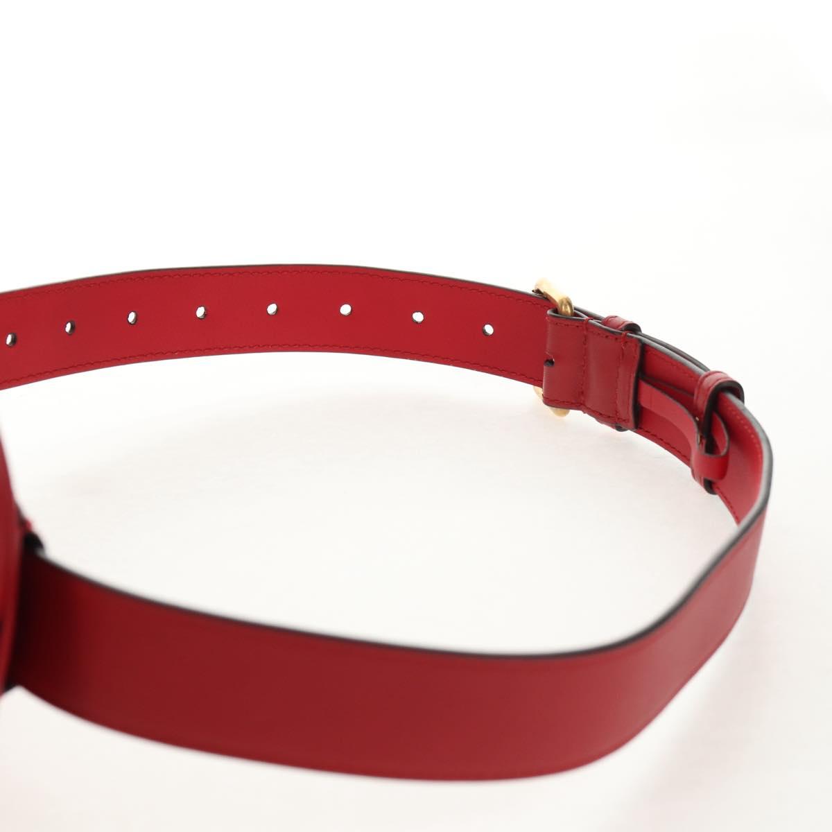 GUCCI GG Marmont Waist Bag Leather Red Gold 476434 Auth 146076V