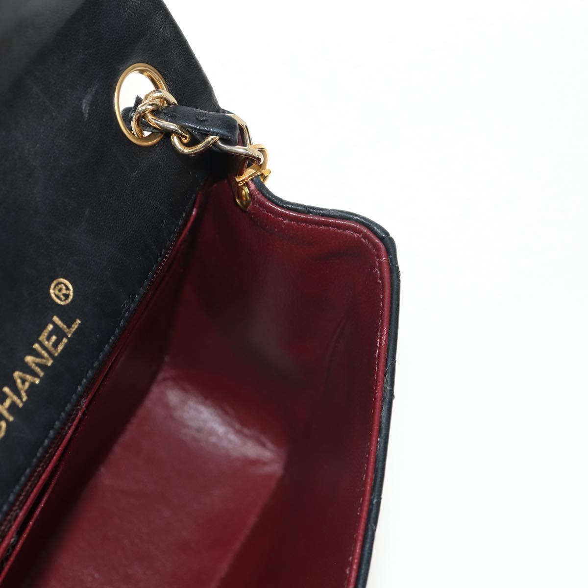 CHANEL Matelasse Chain Shoulder Bag Lamb Skin Black Gold CC Auth 146079SAV