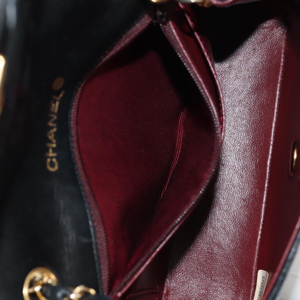 CHANEL Matelasse Chain Shoulder Bag Lamb Skin Black Gold CC Auth 146079SAV