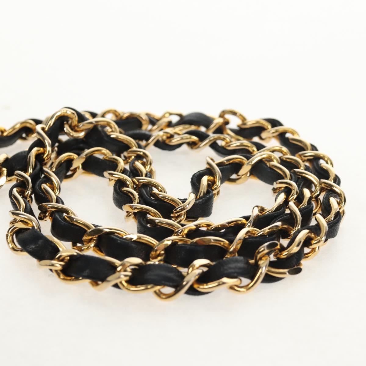 CHANEL Matelasse Chain Shoulder Bag Lamb Skin Black Gold CC Auth 146079SAV