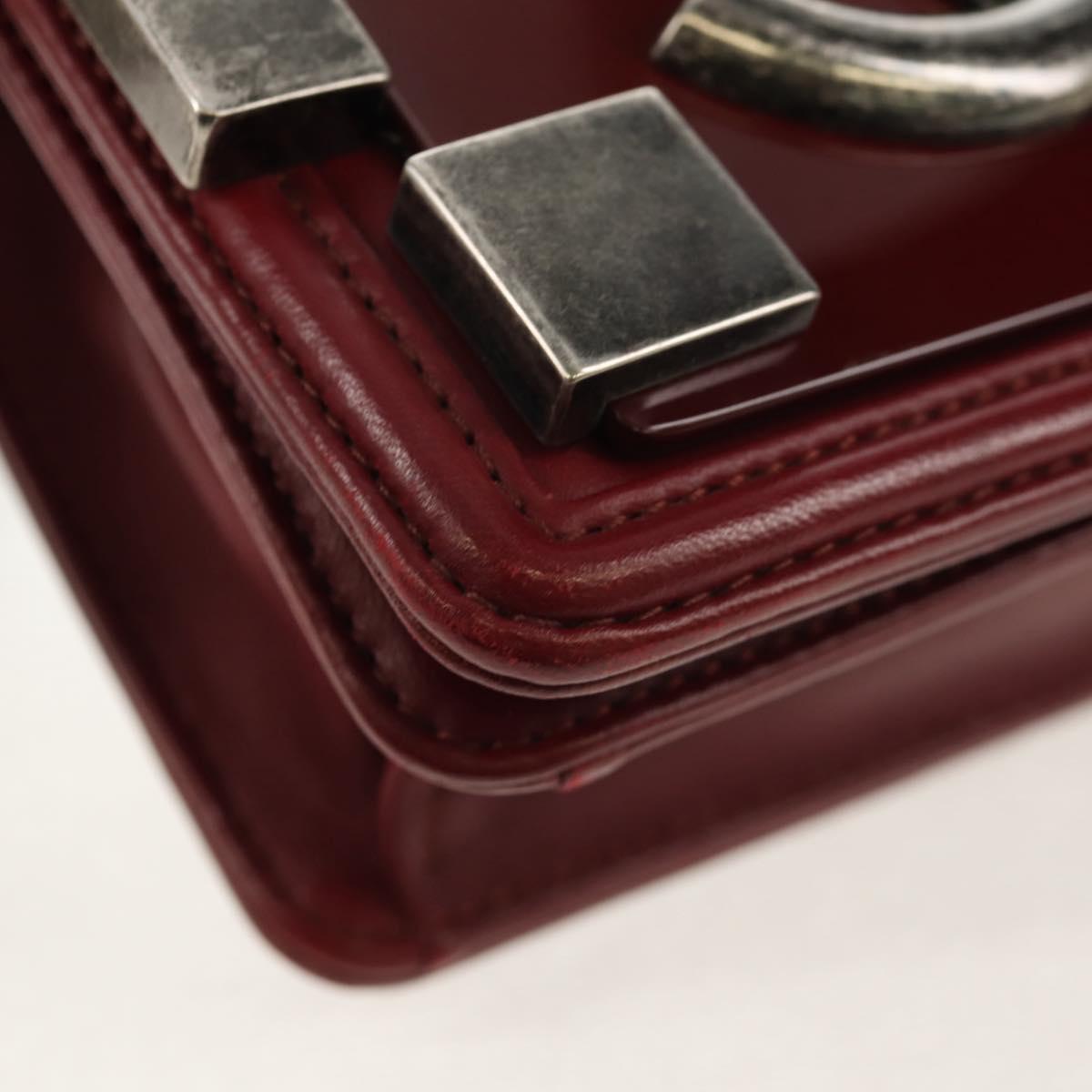 CHANEL Matelasse Boy Brick Chain Bag Lamb Skin Bordeaux CC Auth 146080SM