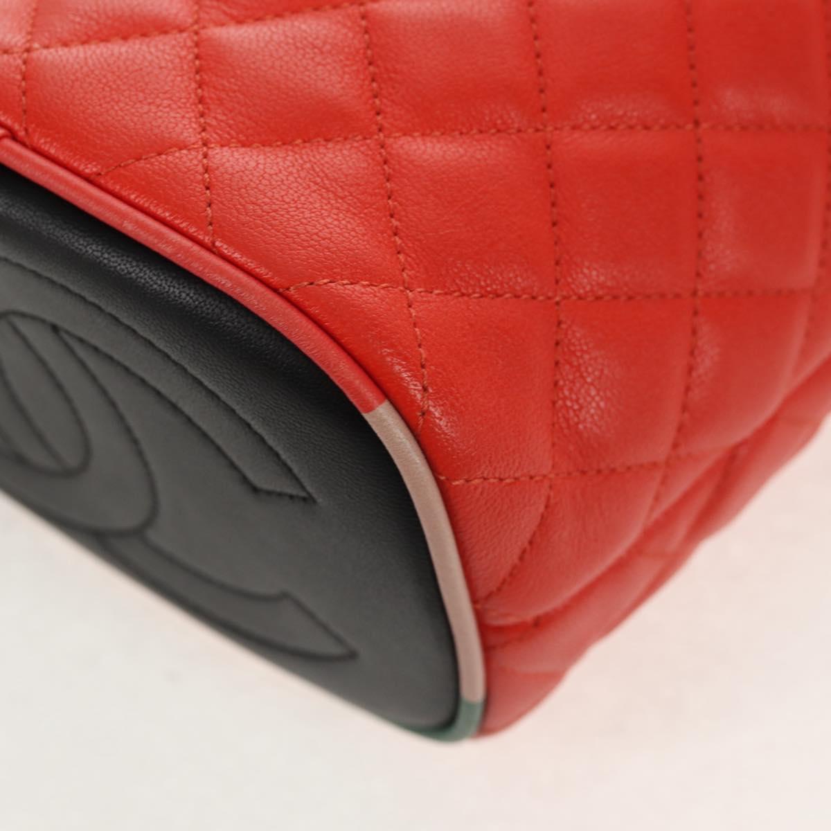 CHANEL Matelasse Chain Shoulder Bag Lamb Skin Orange Silver CC Auth 146081AM