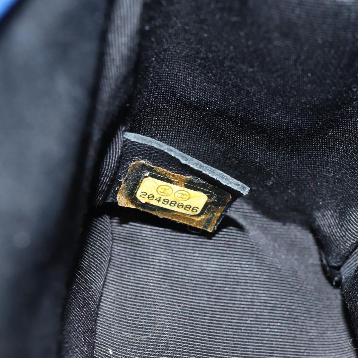 CHANEL Chain Boy Chanel Shoulder Bag Patent Blue Silver CC Auth 146082SAM