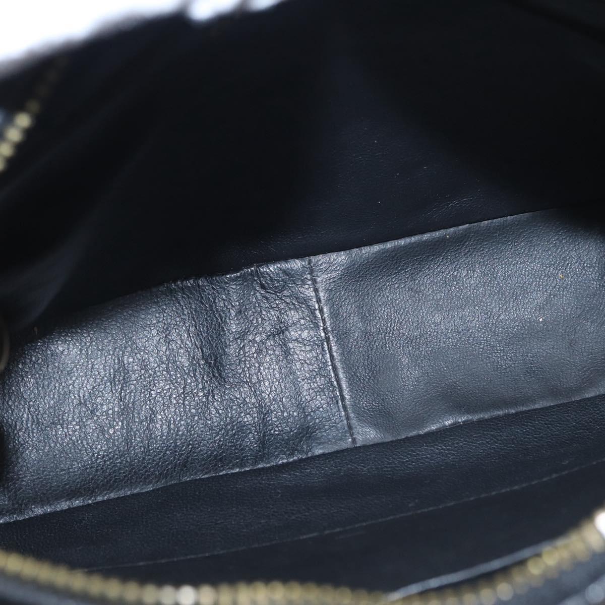 CHANEL Chain V Stitch Shoulder Bag Caviar Skin Black Gold CC Auth 146083AV