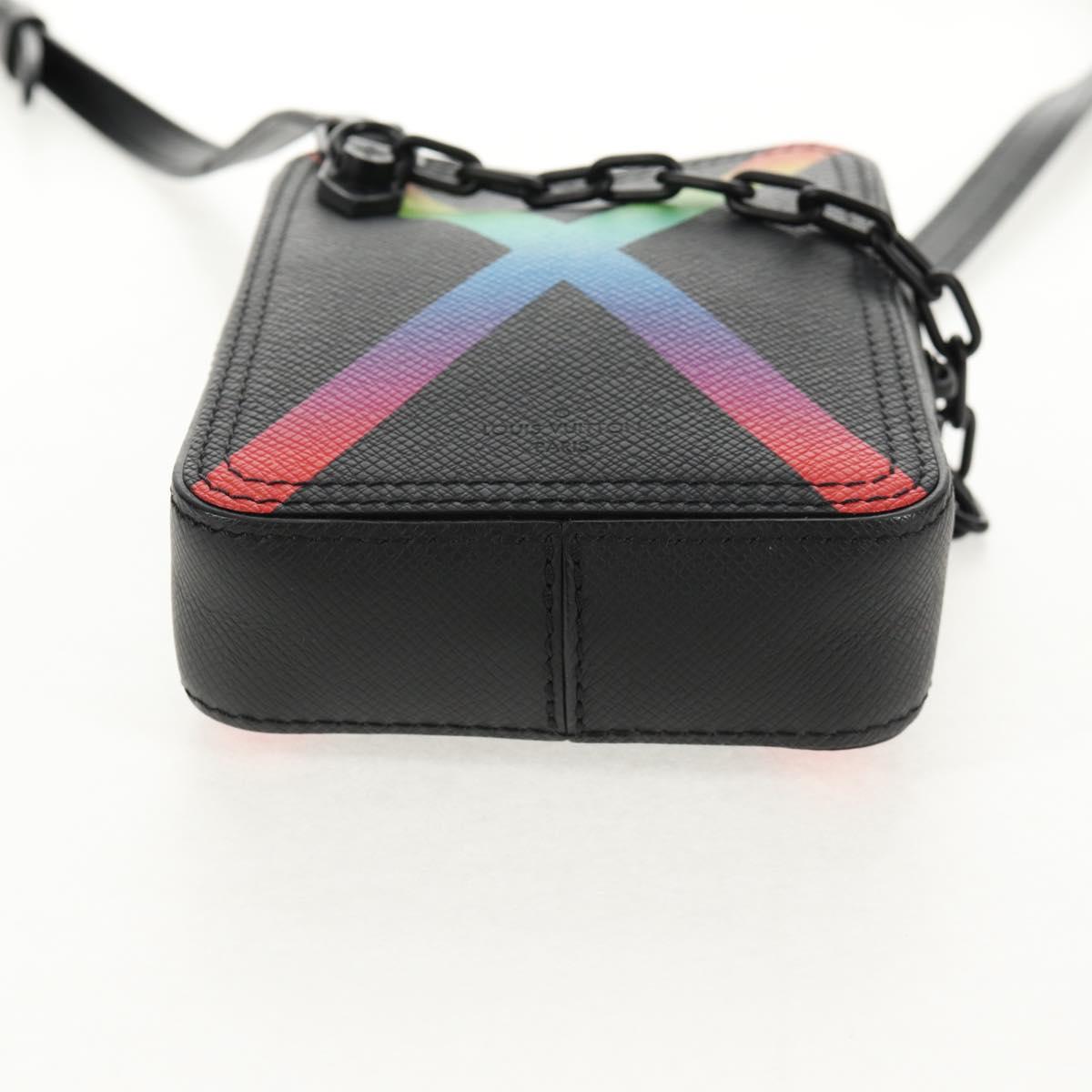 LOUIS VUITTON Taiga Rainbow Danube Messenger Bag Black M30332 LV Auth 146086SAM