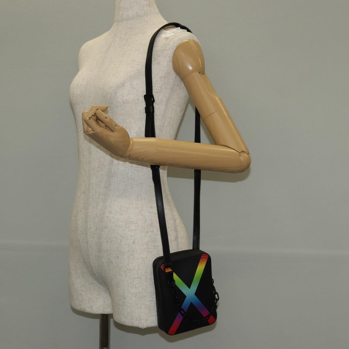 LOUIS VUITTON Taiga Rainbow Danube Messenger Bag Black M30332 LV Auth 146086SAM