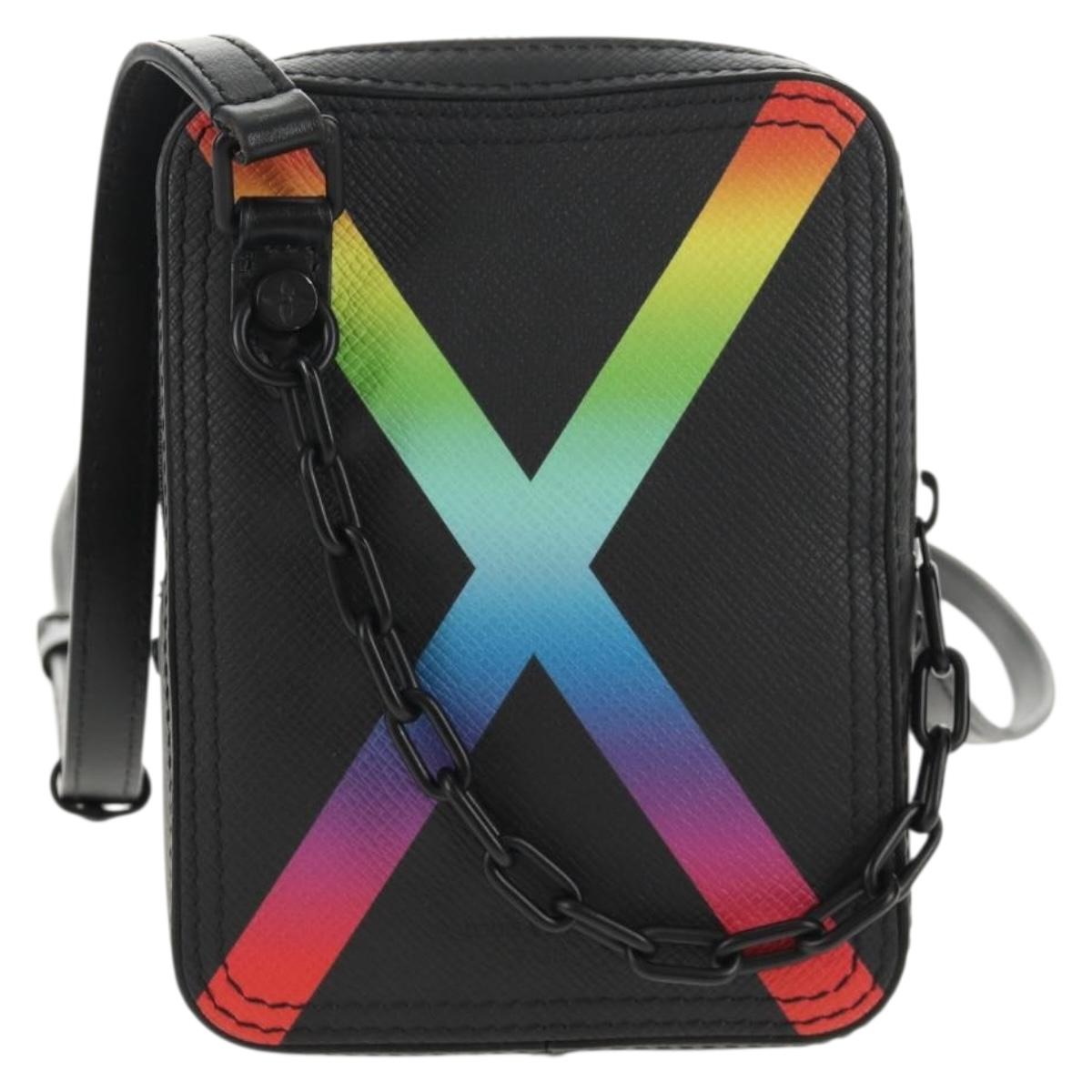 LOUIS VUITTON Taiga Rainbow Danube Messenger Bag Black M30332 LV Auth 146086M