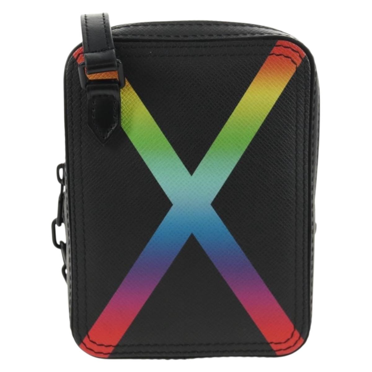 LOUIS VUITTON Taiga Rainbow Danube Messenger Bag Black M30332 LV Auth 146086SAM