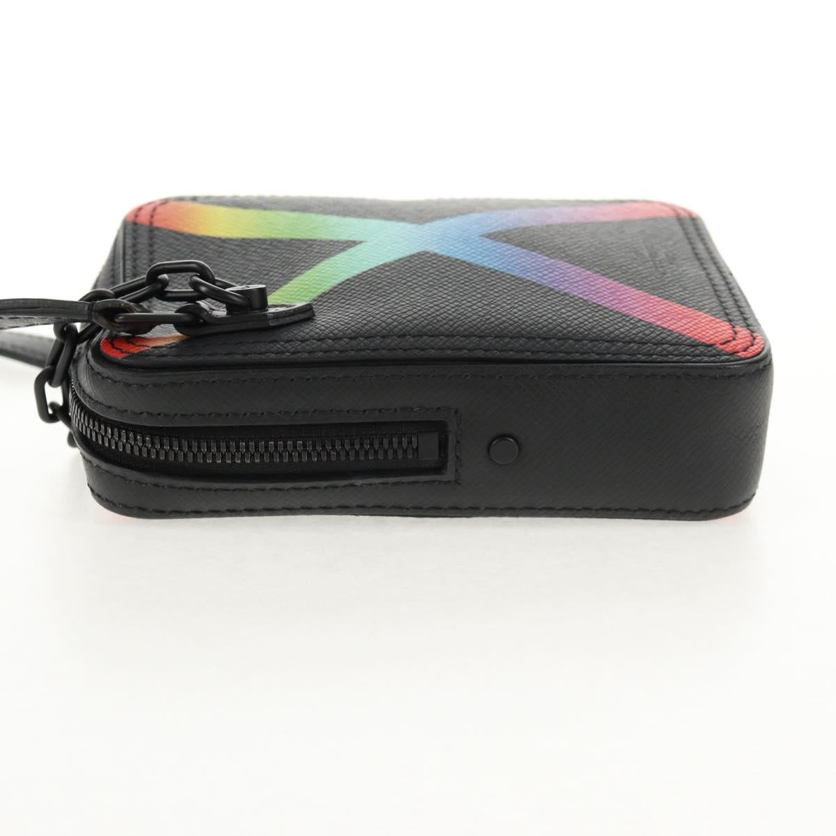 LOUIS VUITTON Taiga Rainbow Danube Messenger Bag Black M30332 LV Auth 146086M