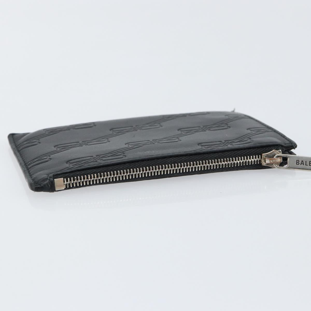 BALENCIAGA Card Case Leather Black 717784 Auth 146092
