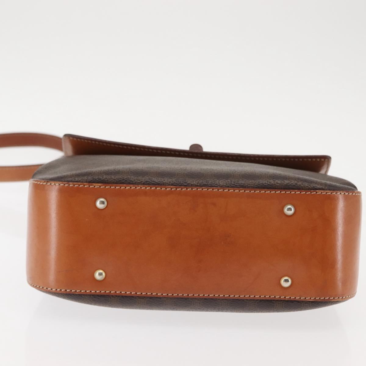 CELINE Macadam Canvas Hand Bag PVC Leather 2way Brown Gold Auth 146100