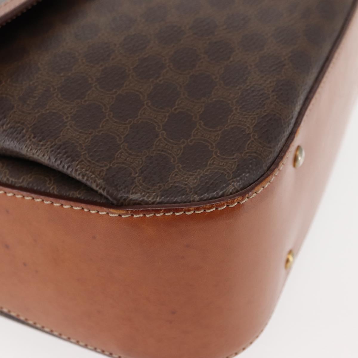 CELINE Macadam Canvas Hand Bag PVC Leather 2way Brown Gold Auth 146100