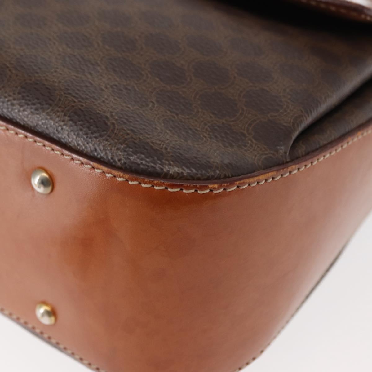 CELINE Macadam Canvas Hand Bag PVC Leather 2way Brown Gold Auth 146100