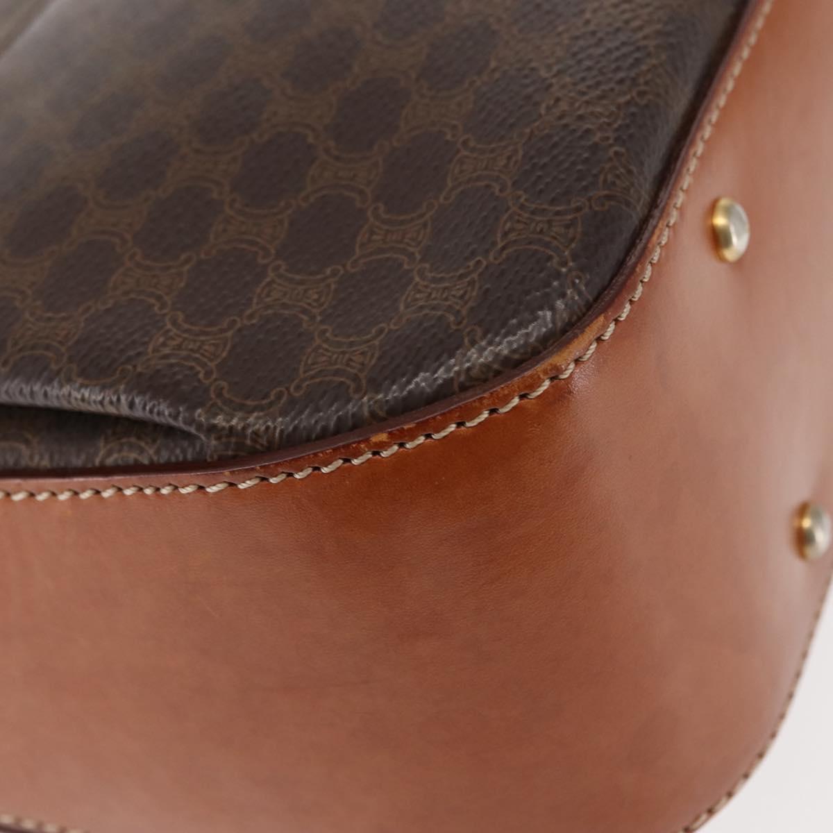 CELINE Macadam Canvas Hand Bag PVC Leather 2way Brown Gold Auth 146100
