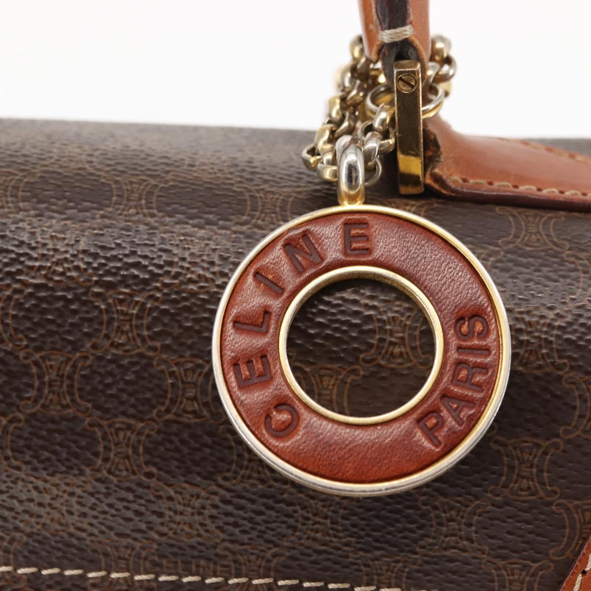 CELINE Macadam Canvas Hand Bag PVC Leather 2way Brown Gold Auth 146100