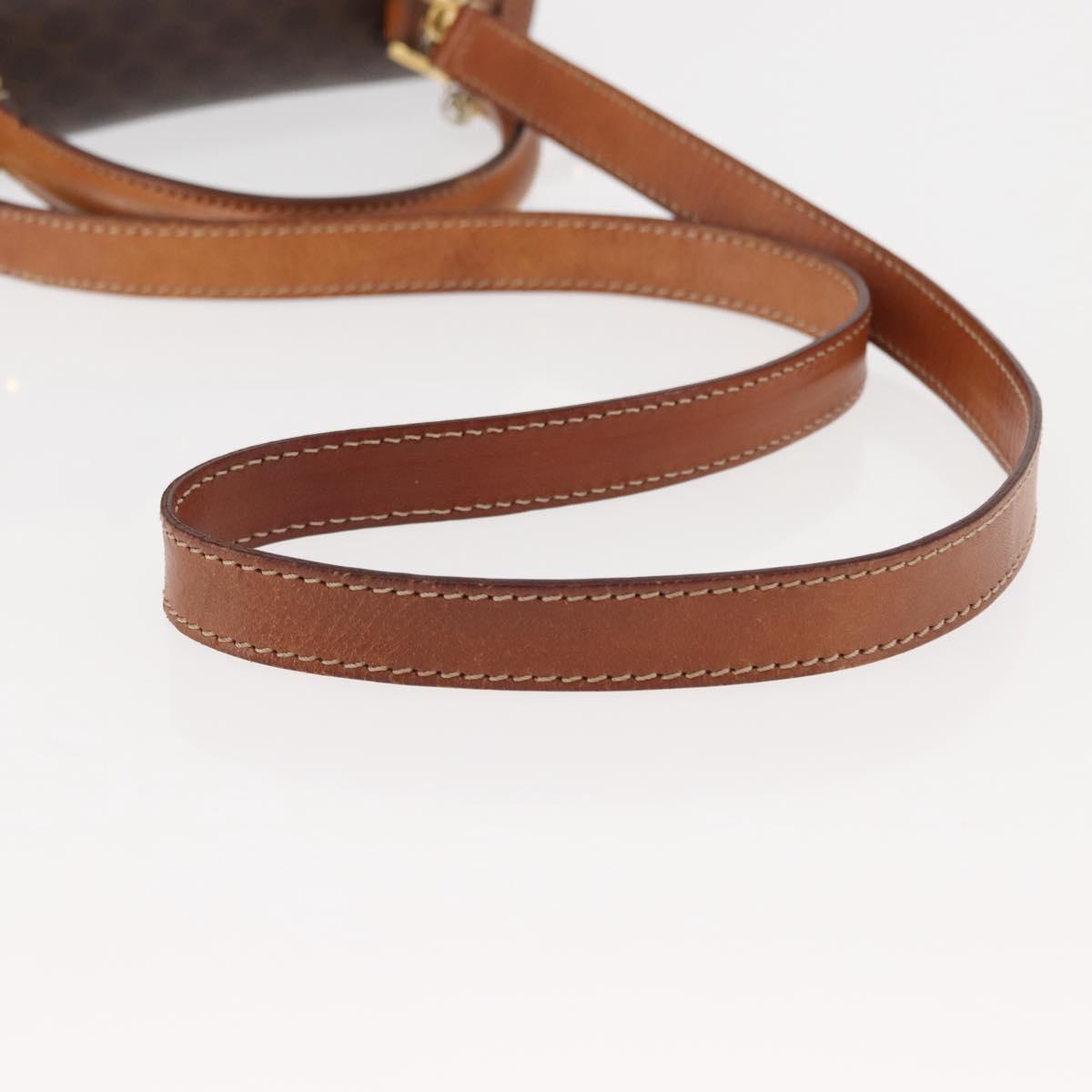 CELINE Macadam Canvas Hand Bag PVC Leather 2way Brown Gold Auth 146100