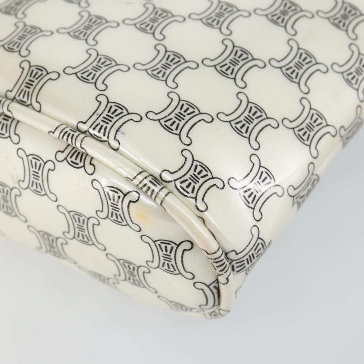 CELINE Macadam Canvas Mini Hand Bag Enamel White Auth 146101
