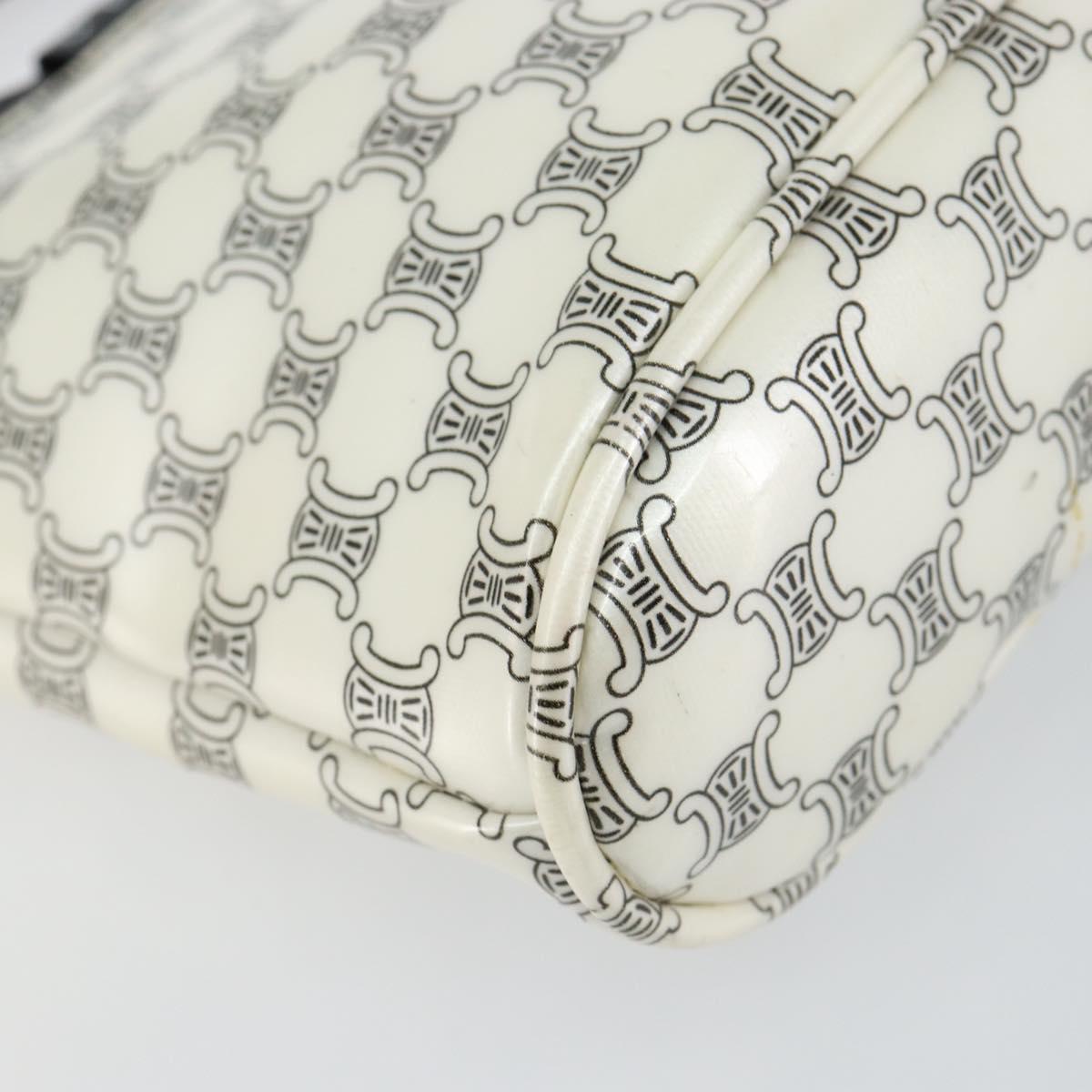 CELINE Macadam Canvas Mini Hand Bag Enamel White Auth 146101