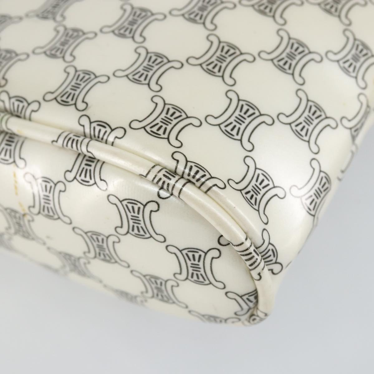 CELINE Macadam Canvas Mini Hand Bag Enamel White Auth 146101