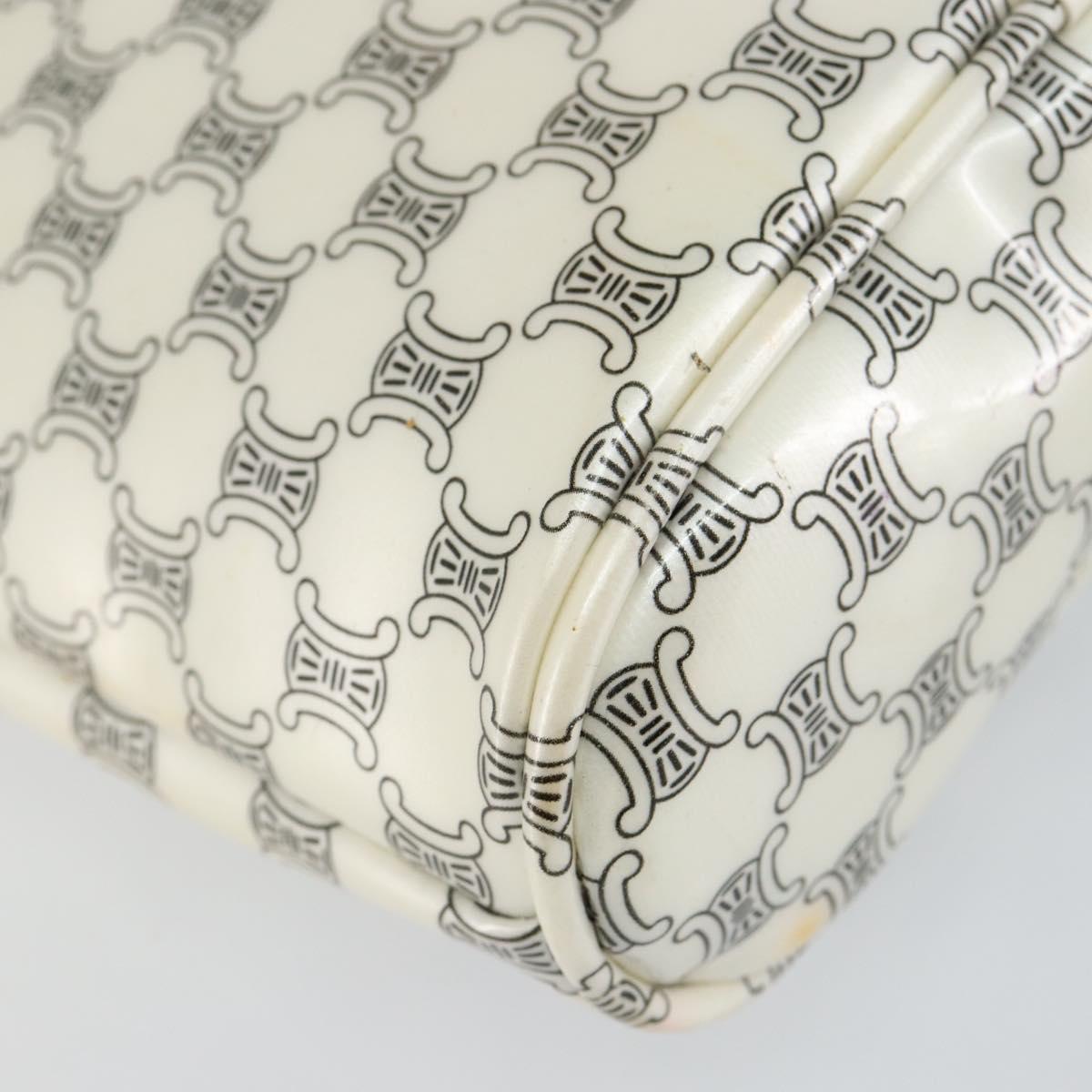 CELINE Macadam Canvas Mini Hand Bag Enamel White Auth 146101