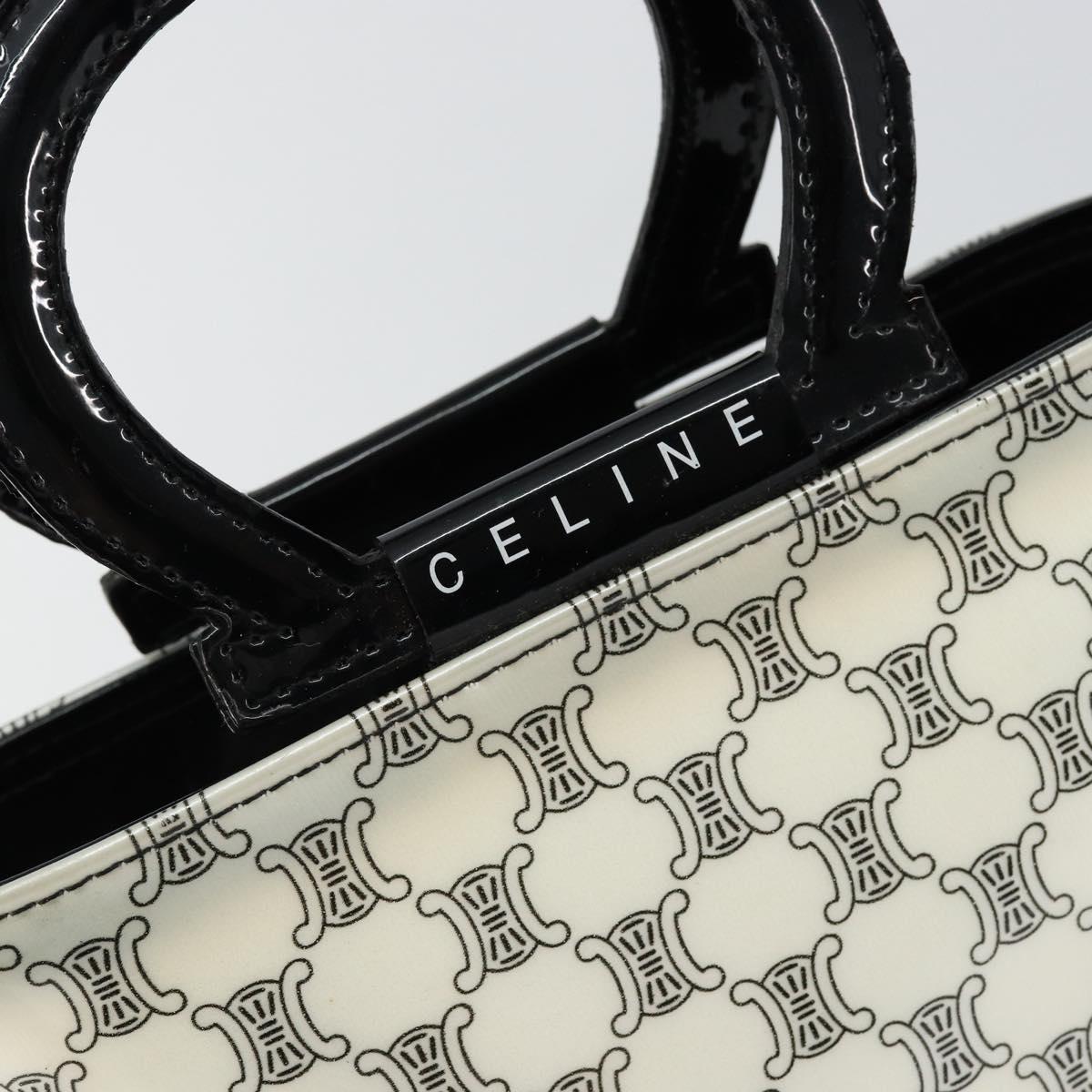 CELINE Macadam Canvas Mini Hand Bag Enamel White Auth 146101
