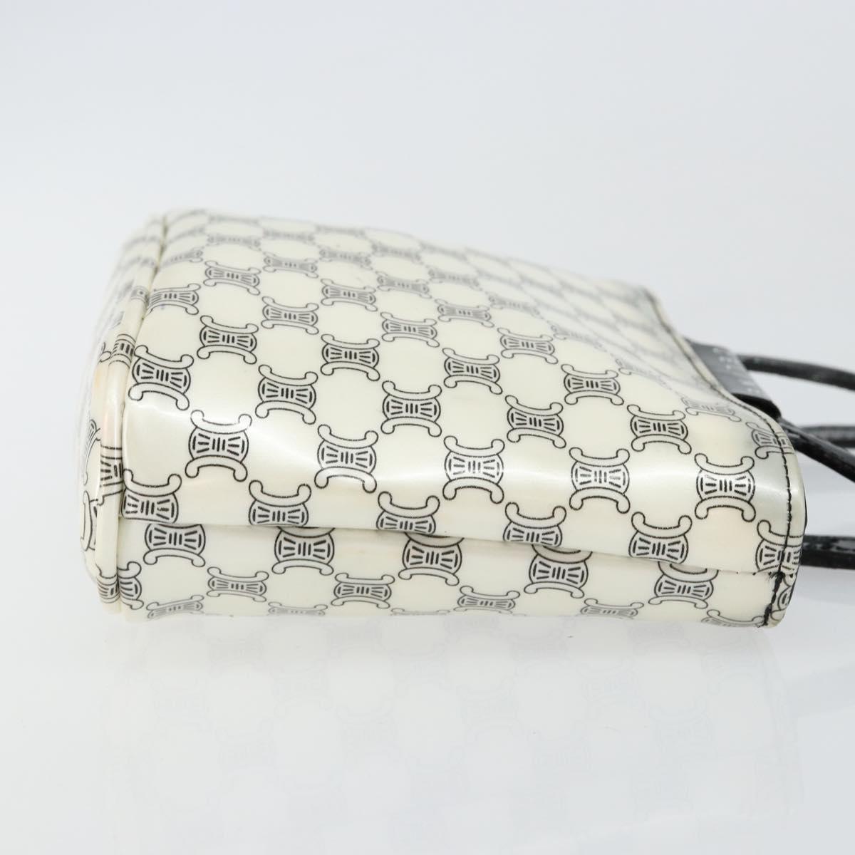 CELINE Macadam Canvas Mini Hand Bag Enamel White Auth 146101