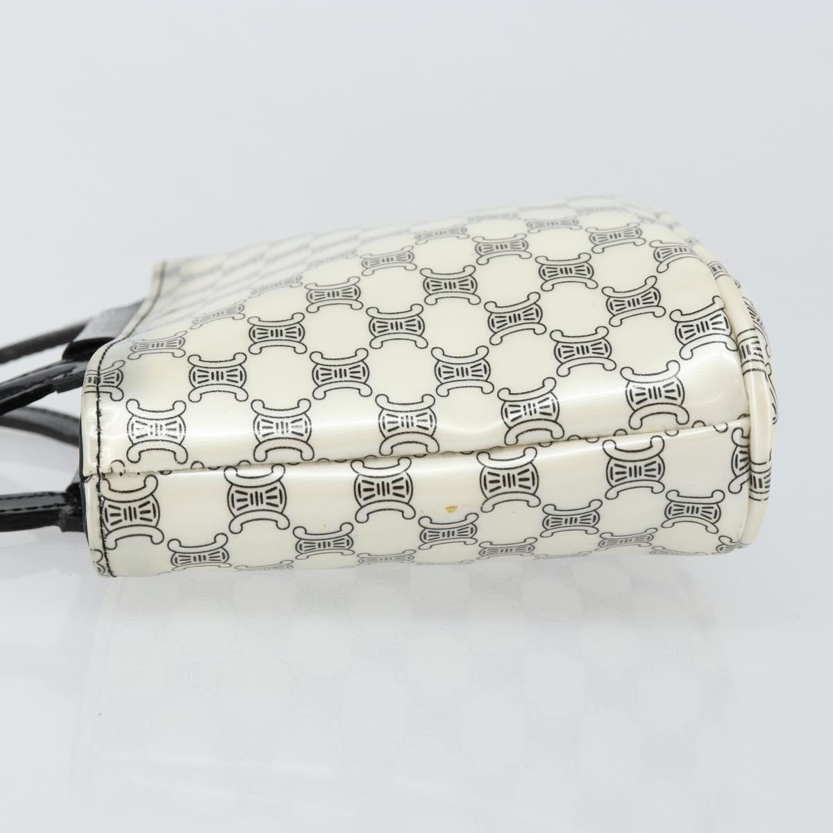 CELINE Macadam Canvas Mini Hand Bag Enamel White Auth 146101