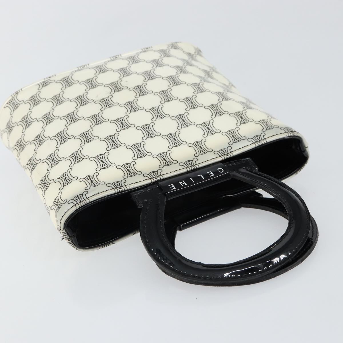CELINE Macadam Canvas Mini Hand Bag Enamel White Auth 146101