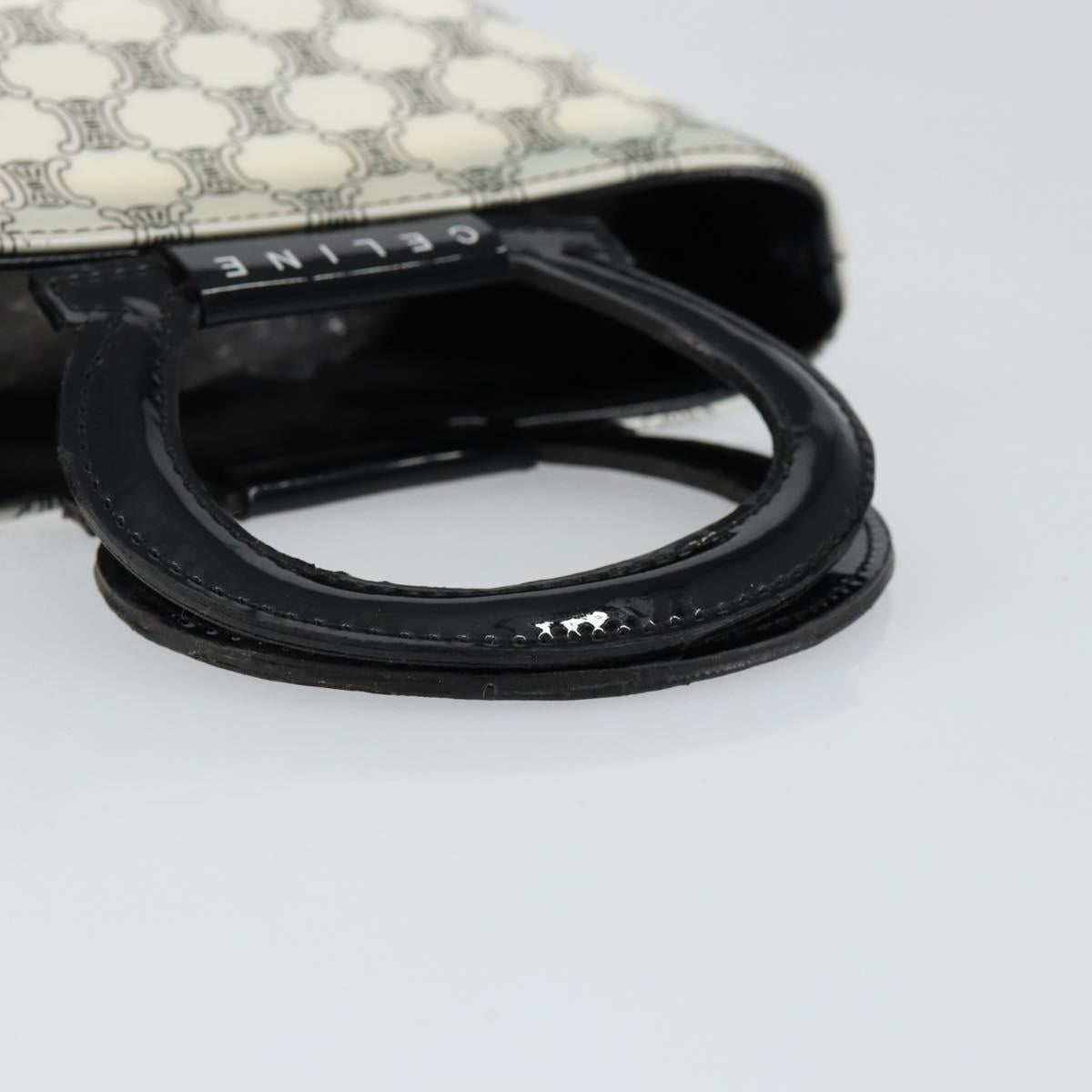 CELINE Macadam Canvas Mini Hand Bag Enamel White Auth 146101
