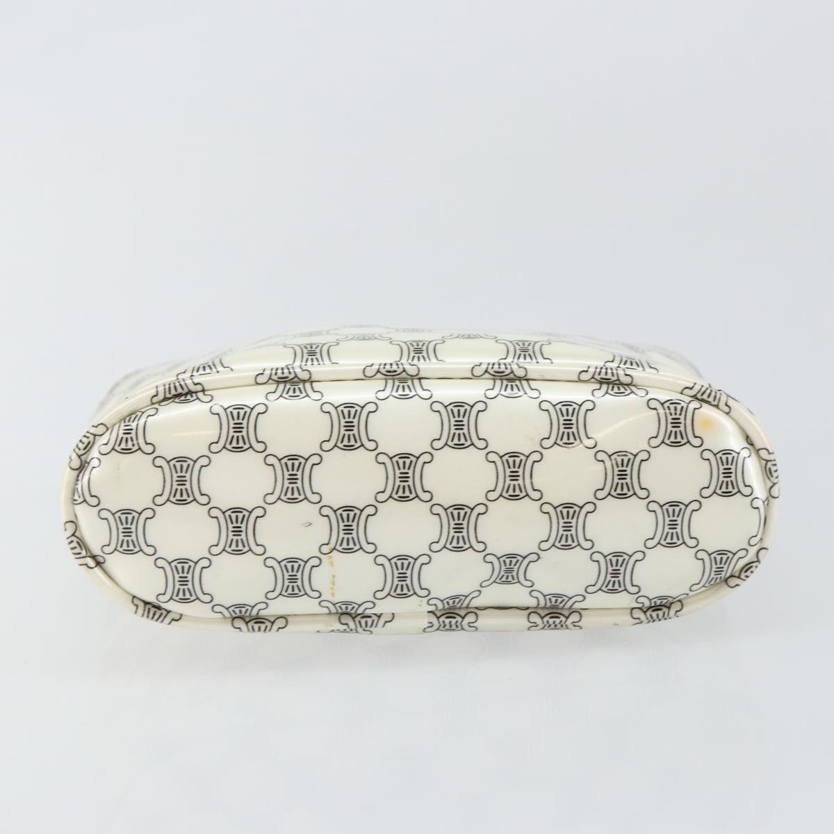 CELINE Macadam Canvas Mini Hand Bag Enamel White Auth 146101