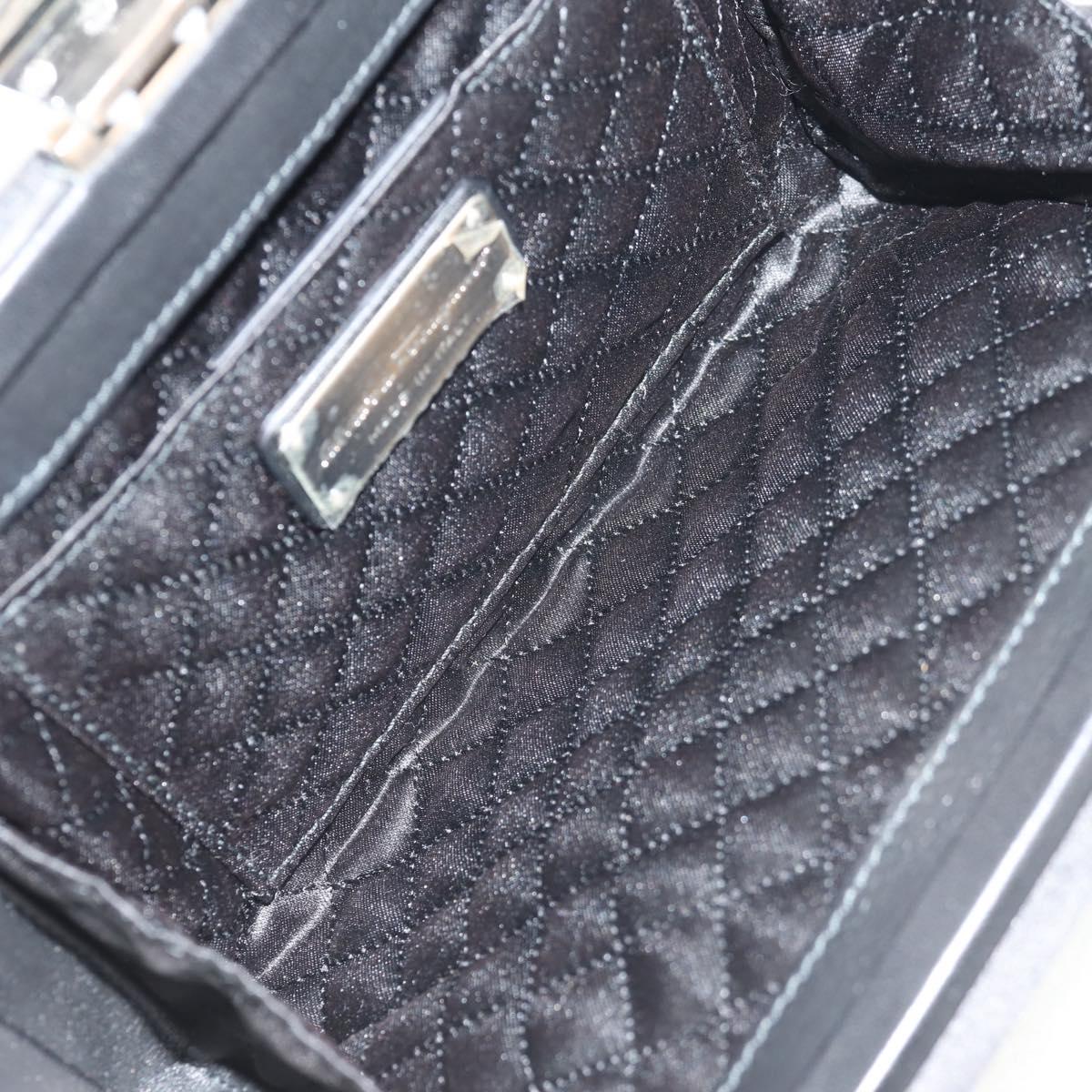 Salvatore Ferragamo Gancini Clutch Bag Satin Black Silver Auth 146102V
