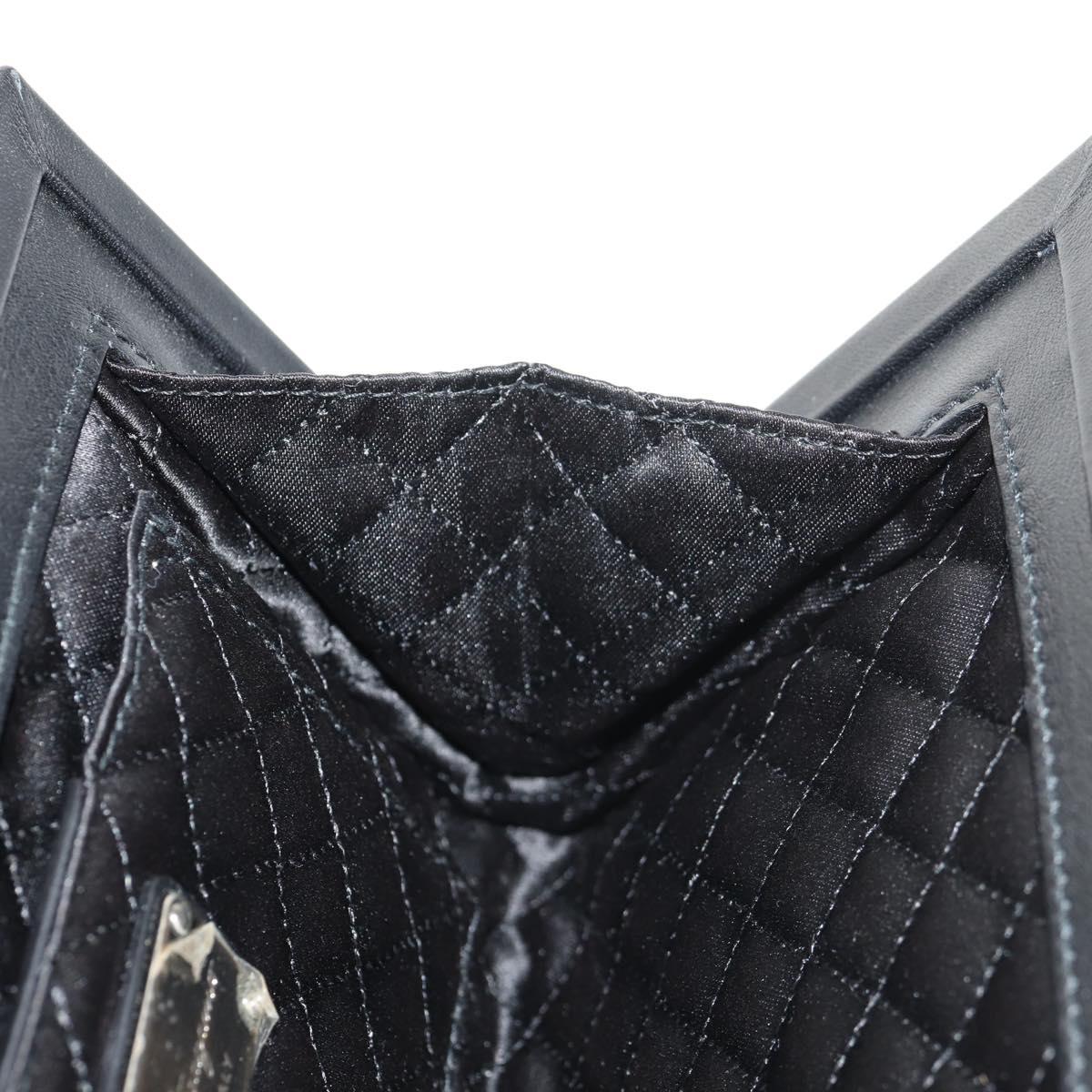 Salvatore Ferragamo Gancini Clutch Bag Satin Black Silver Auth 146102V