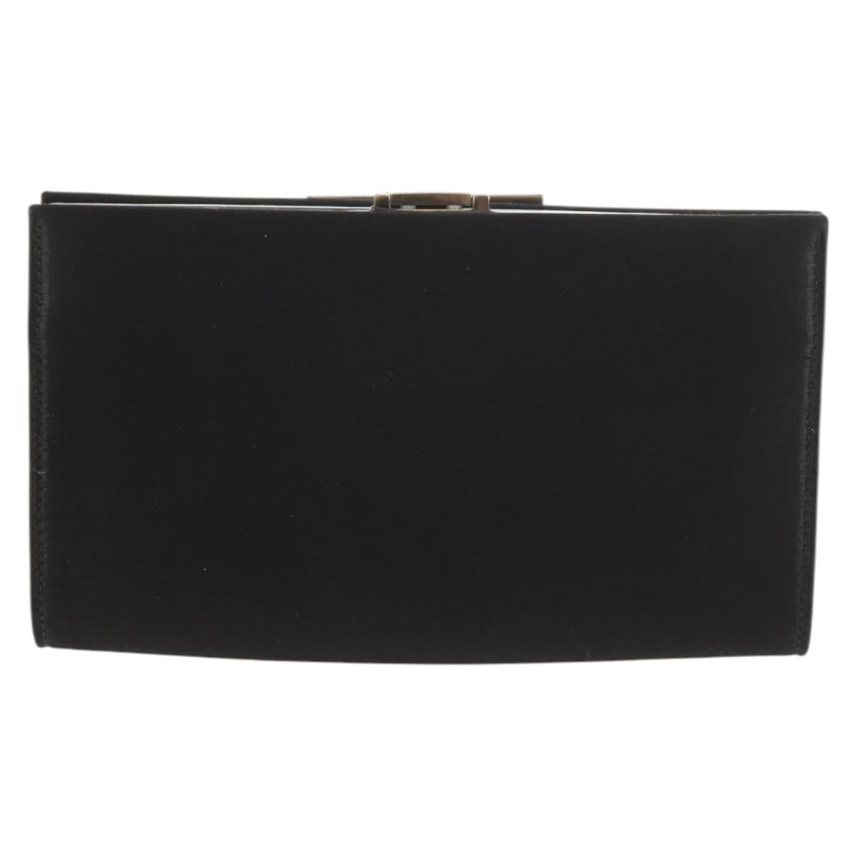 Salvatore Ferragamo Gancini Clutch Bag Satin Black Silver Auth 146102V
