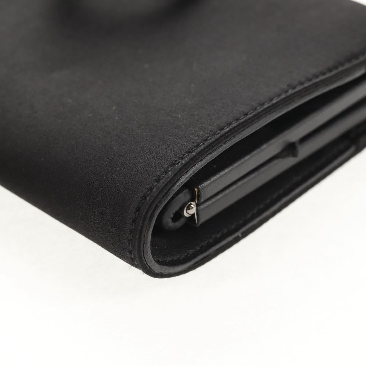 Salvatore Ferragamo Gancini Clutch Bag Satin Black Silver Auth 146102V