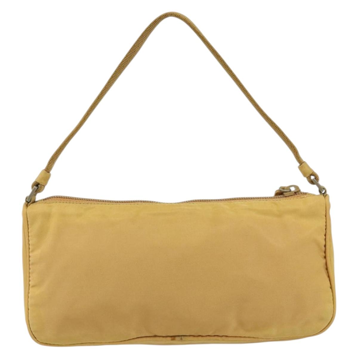 PRADA Accessory Pouch Nylon Beige Auth 146103