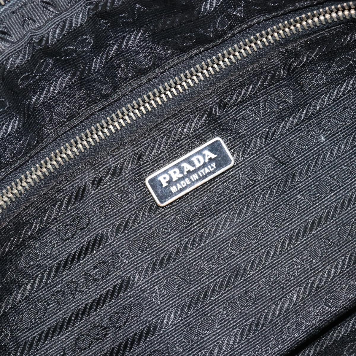 PRADA Shoulder Bag Nylon Black Gold Auth 146105