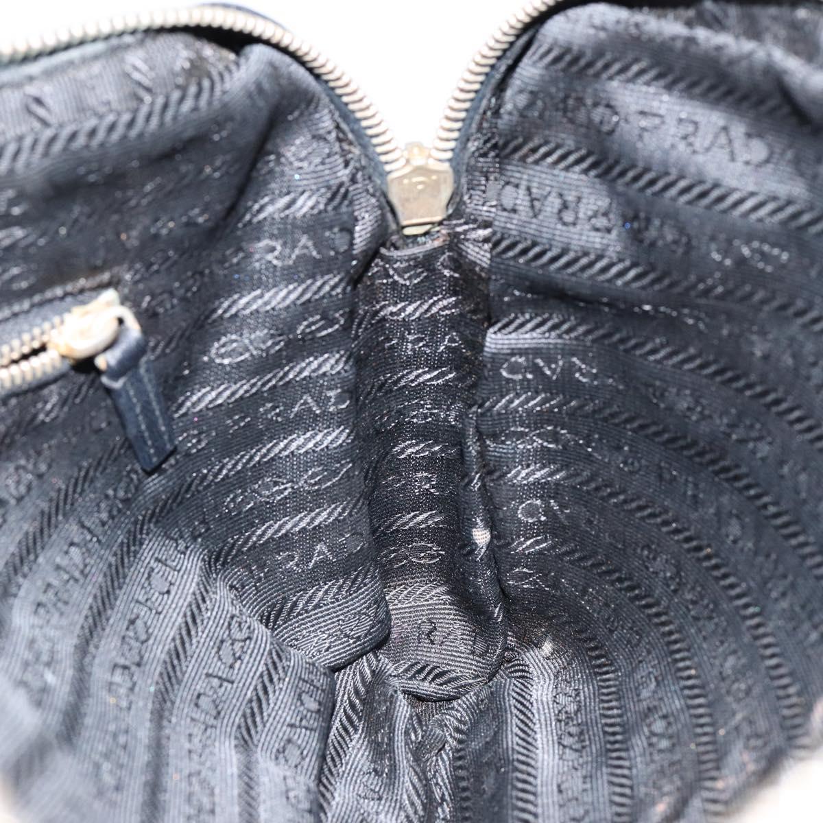 PRADA Shoulder Bag Nylon Black Gold Auth 146105