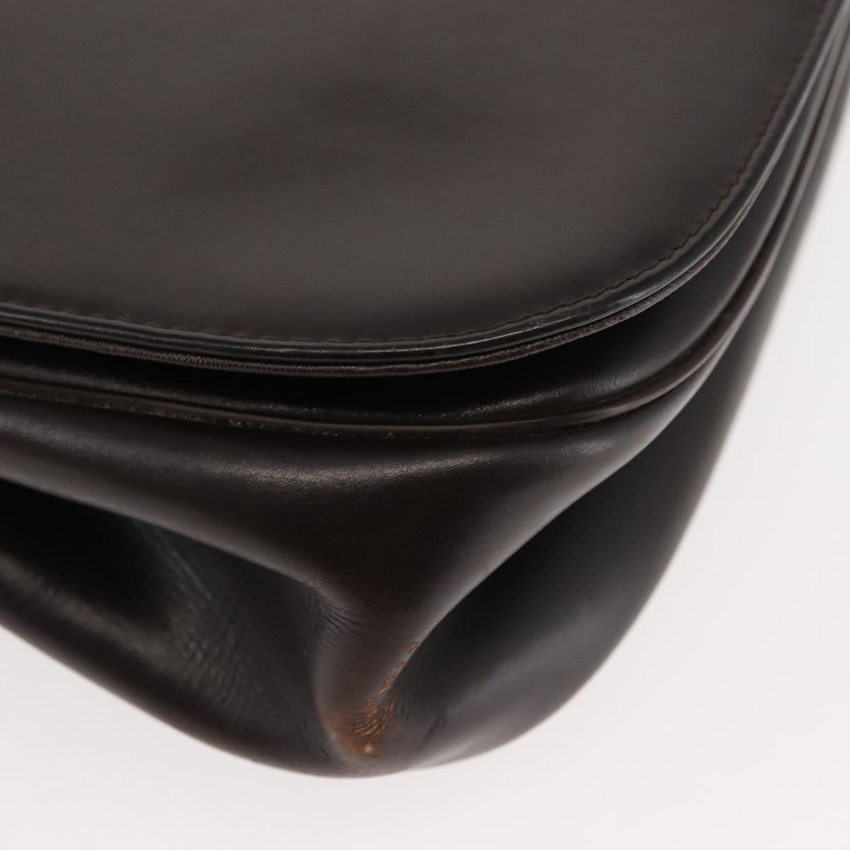 Christian Dior Hand Bag Leather Brown Gold Auth 146106