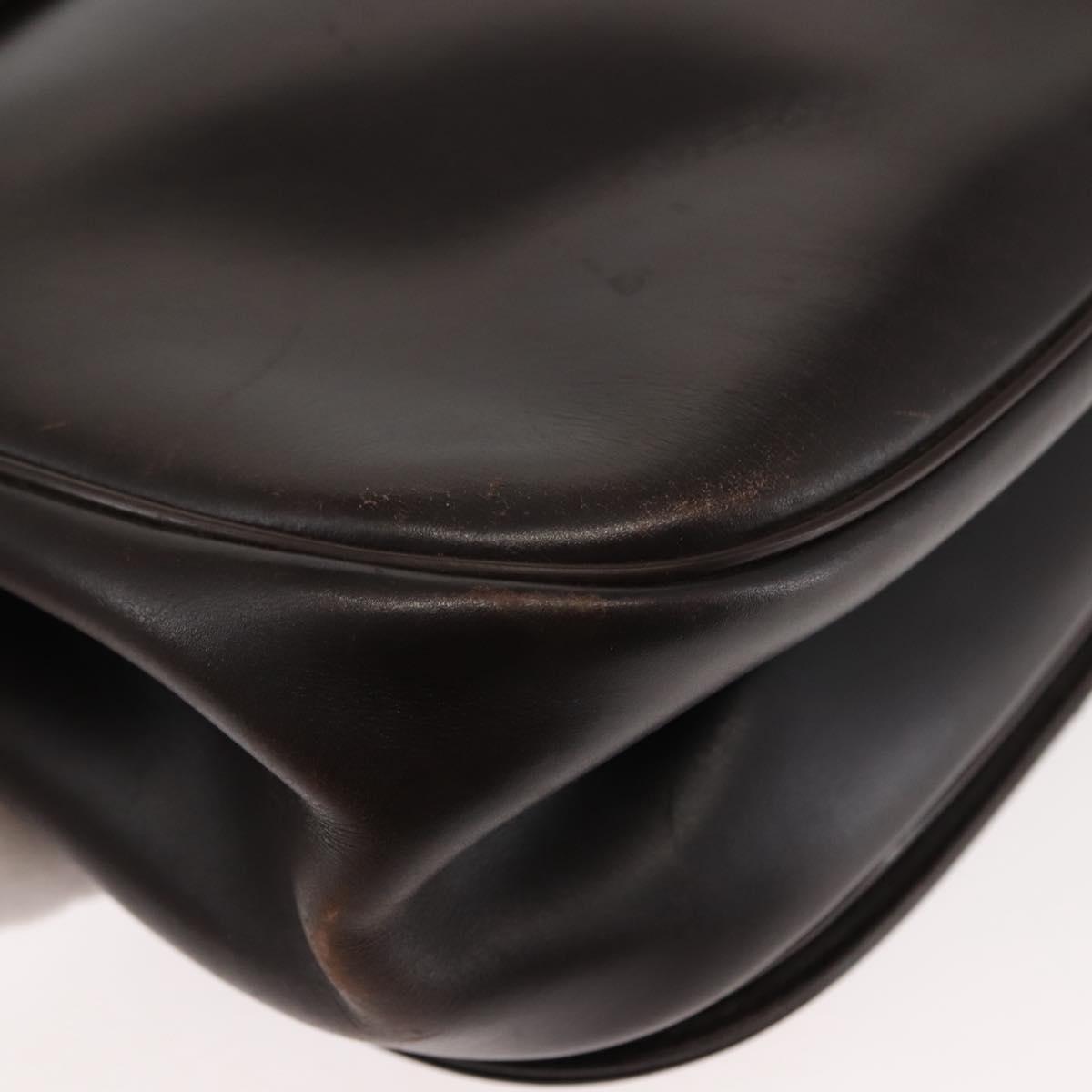 Christian Dior Hand Bag Leather Brown Gold Auth 146106