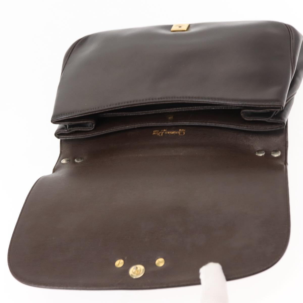 Christian Dior Hand Bag Leather Brown Gold Auth 146106