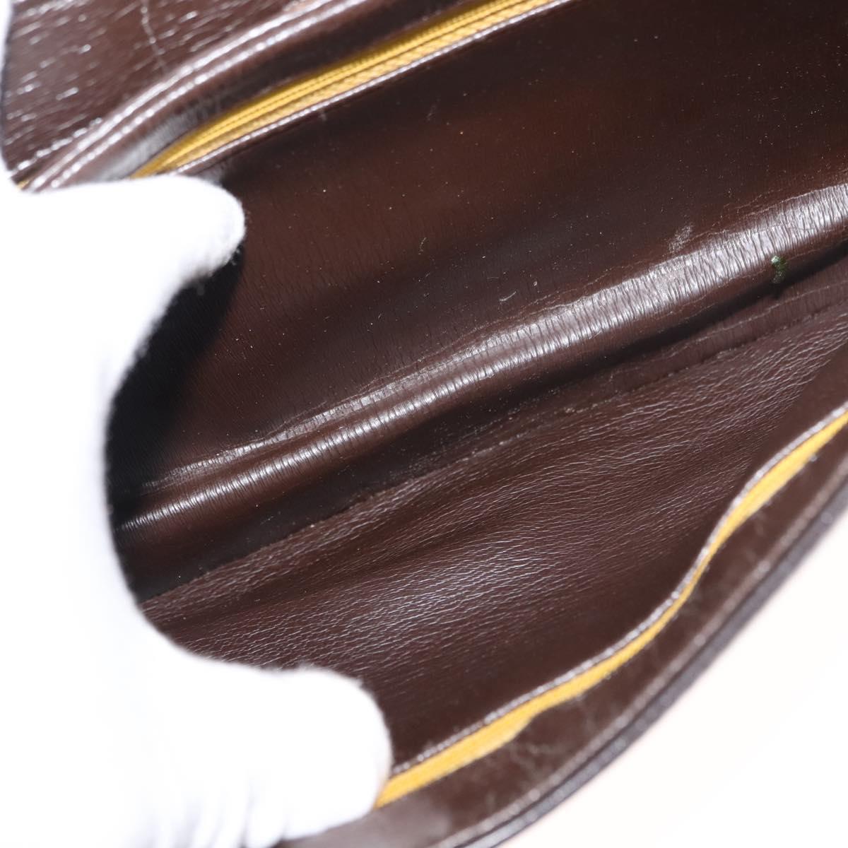 Christian Dior Hand Bag Leather Brown Gold Auth 146106