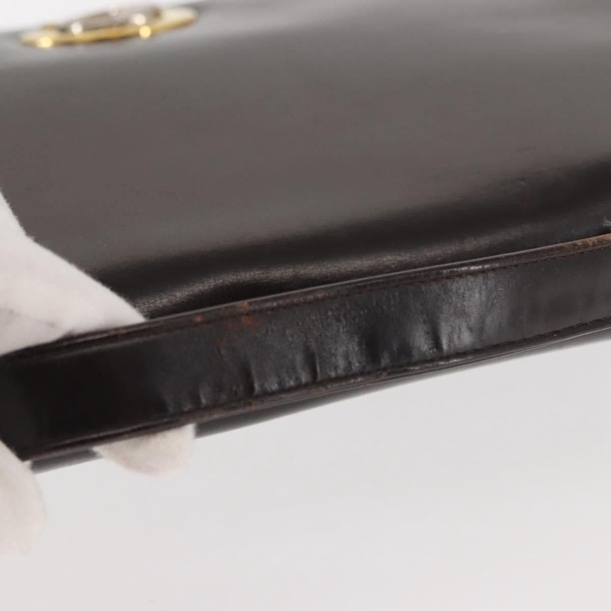 Christian Dior Hand Bag Leather Brown Gold Auth 146106