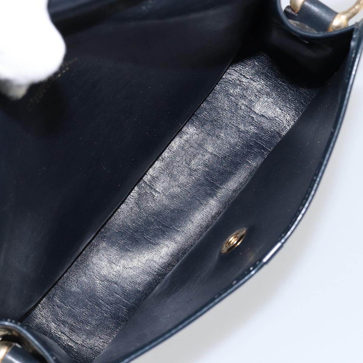 Christian Dior Trotter Canvas Shoulder Bag Navy Gold Auth 146108