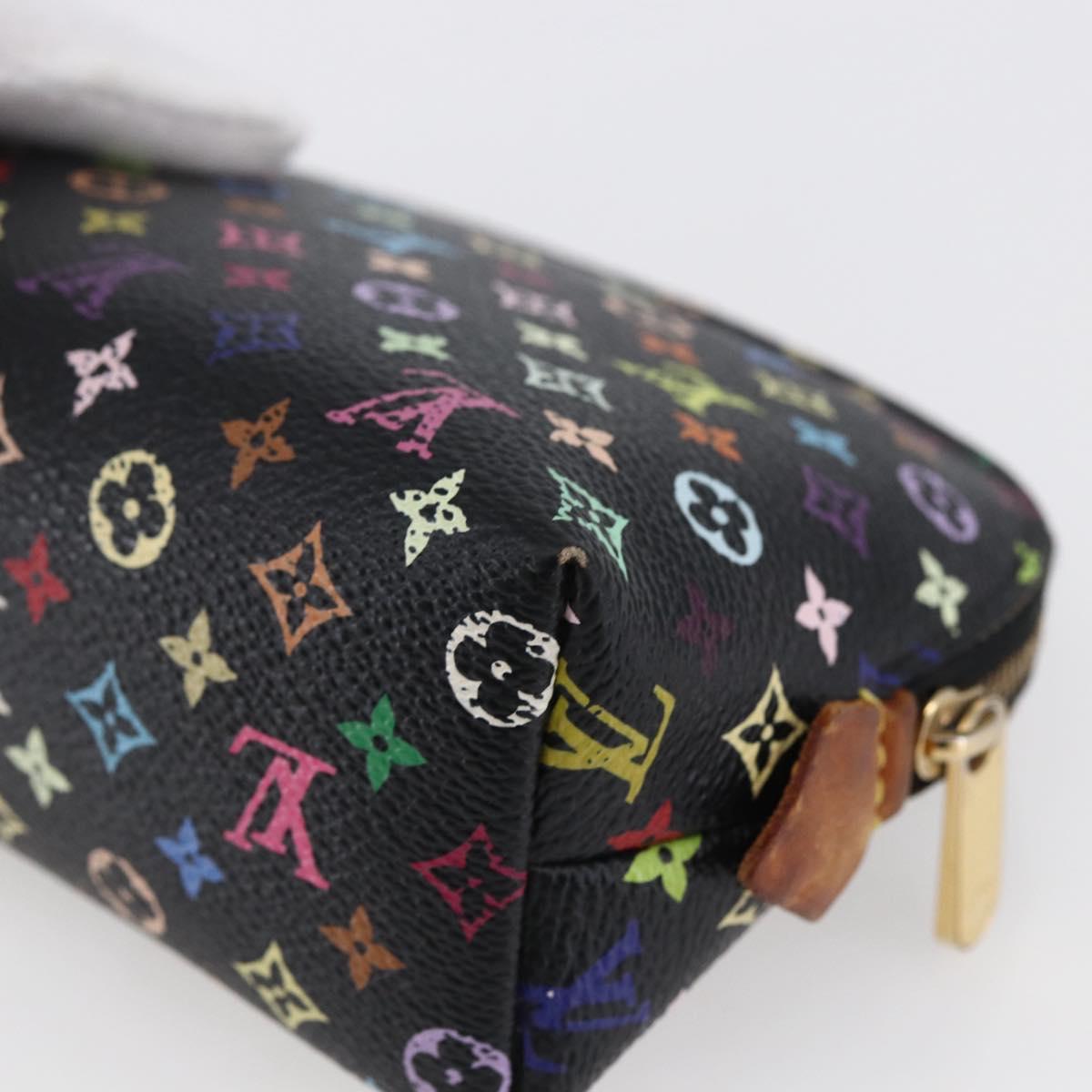 LOUIS VUITTON Multicolor Pochette Cosmetic Pouch Black M47355 LV Auth 146125