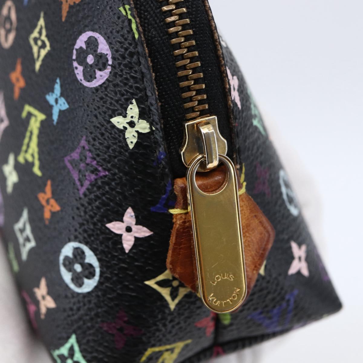 LOUIS VUITTON Multicolor Pochette Cosmetic Pouch Black M47355 LV Auth 146125