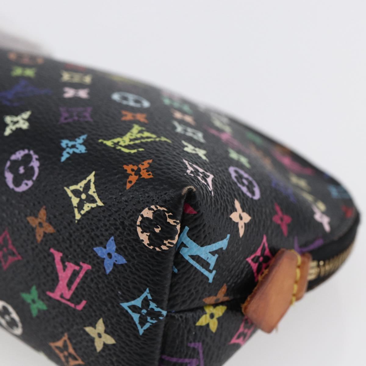 LOUIS VUITTON Multicolor Pochette Cosmetic Pouch Black M47355 LV Auth 146125