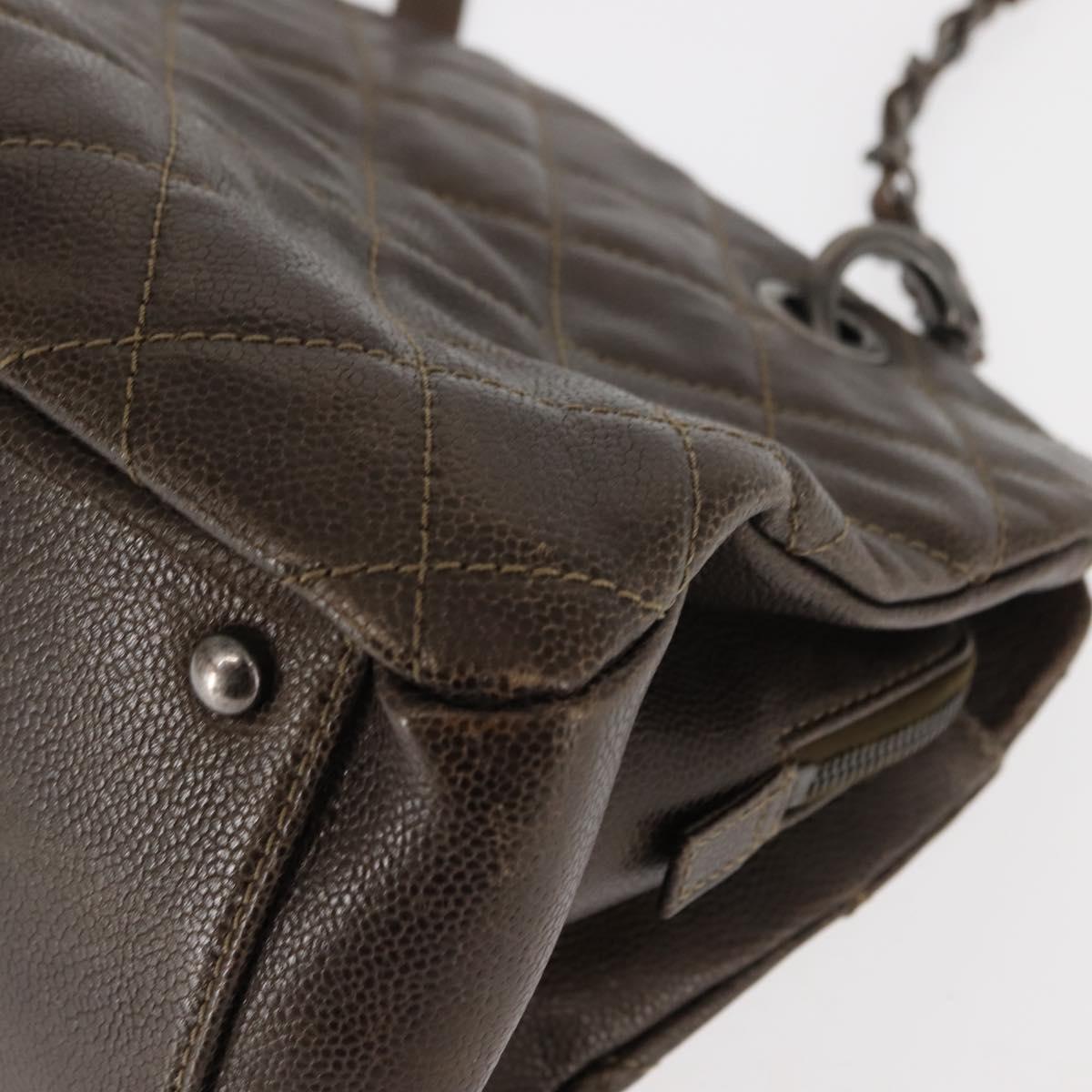 CHANEL Matelasse Chain Shoulder Bag Caviar Skin Brown CC Auth 146129