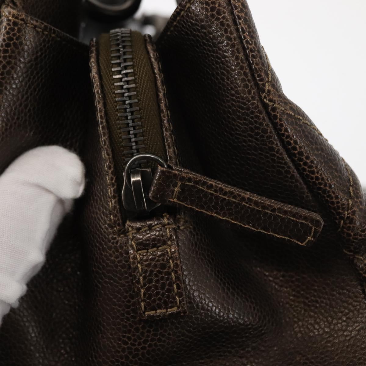 CHANEL Matelasse Chain Shoulder Bag Caviar Skin Brown CC Auth 146129