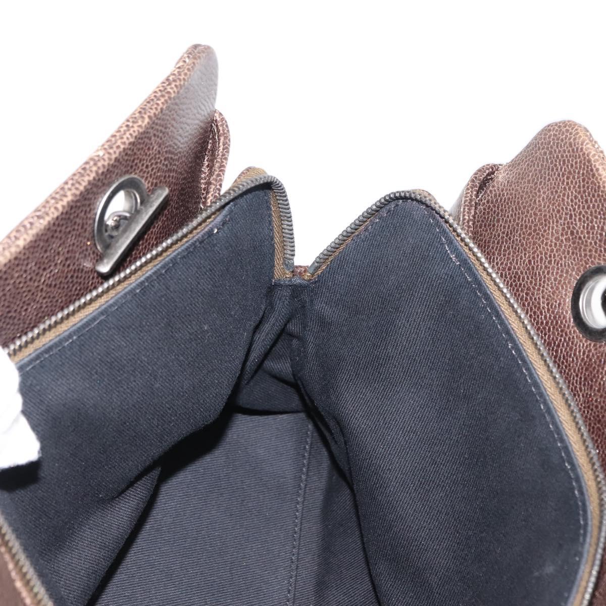 CHANEL Matelasse Chain Shoulder Bag Caviar Skin Brown CC Auth 146129