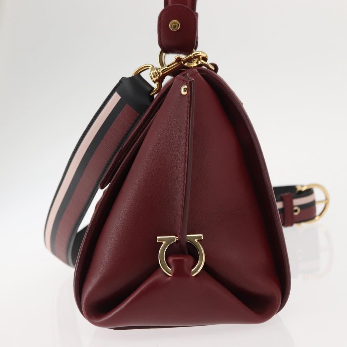 Salvatore Ferragamo Gancini Sofia Hand Bag Leather 2way Red Auth 146140